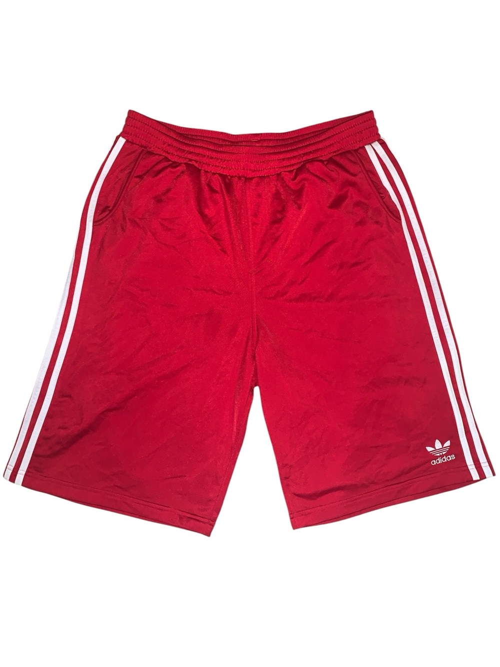 Brand New Adidas Men’s Red Athletic Shorts with White Stripes Never Worn !